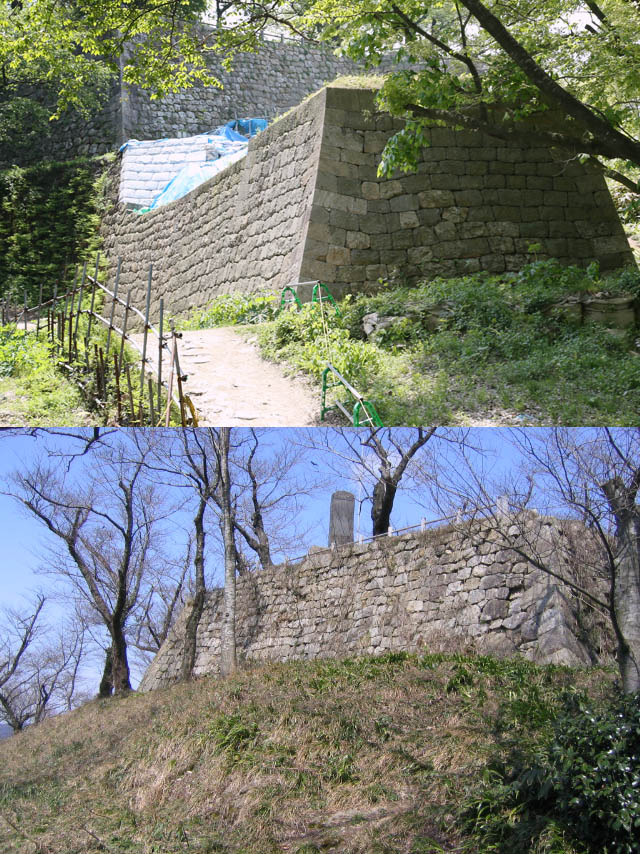村上城・出櫓や天守台付近に残る土壇。