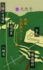 村上城・元羽黒城道のルート図
