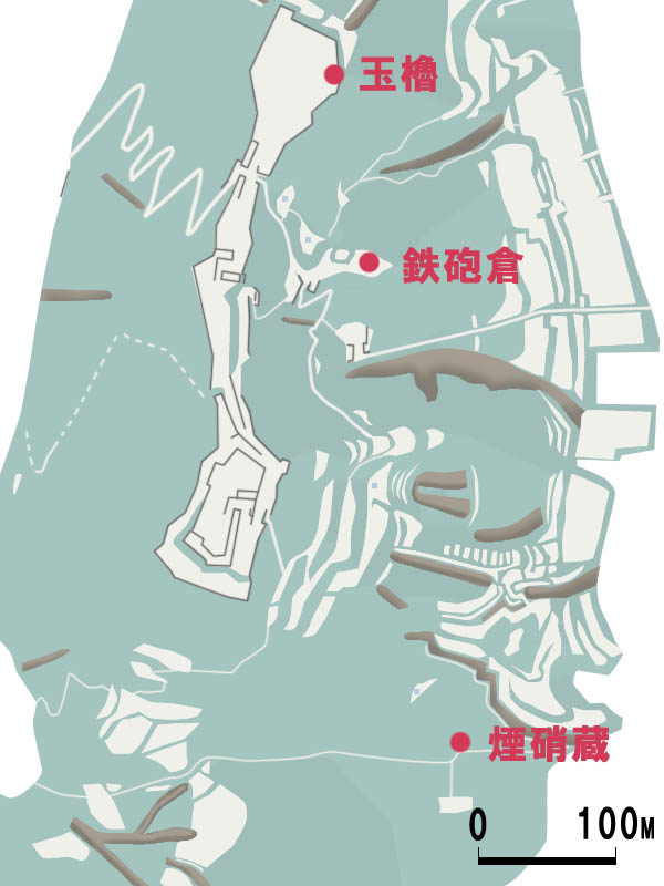 村上城の火薬・弾薬類貯蔵施設配置図