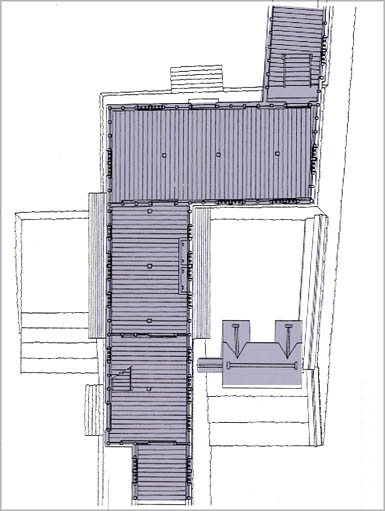 村上城・冠木門付近の建物配置図