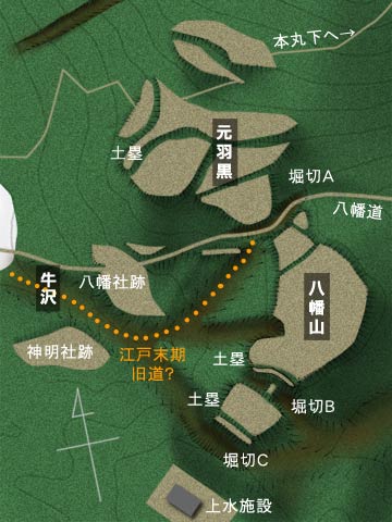 村上城　八幡山付近の遺構略図