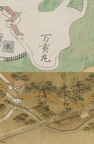 村上城・元和～寛永の城絵図・正保の城絵図の坂中門付近比較