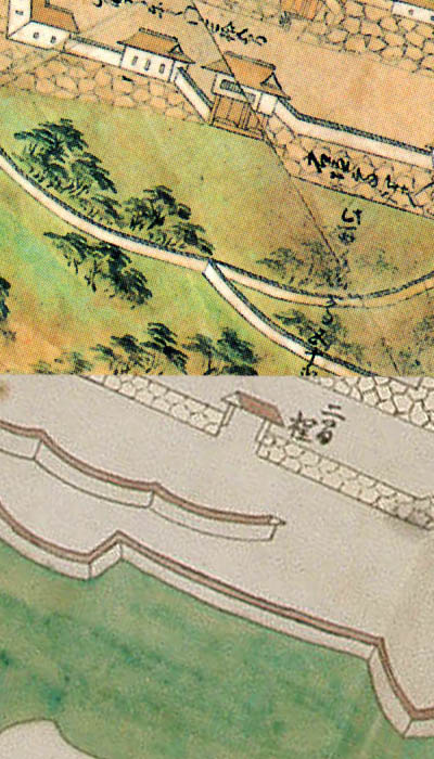 「正保の城絵図」では櫓門として描かれる、村上城埋門