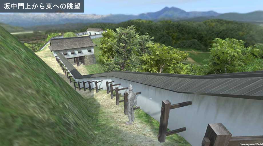 Unityで制作中の村上城ゲーム_本丸北西隅から下渡山を見る